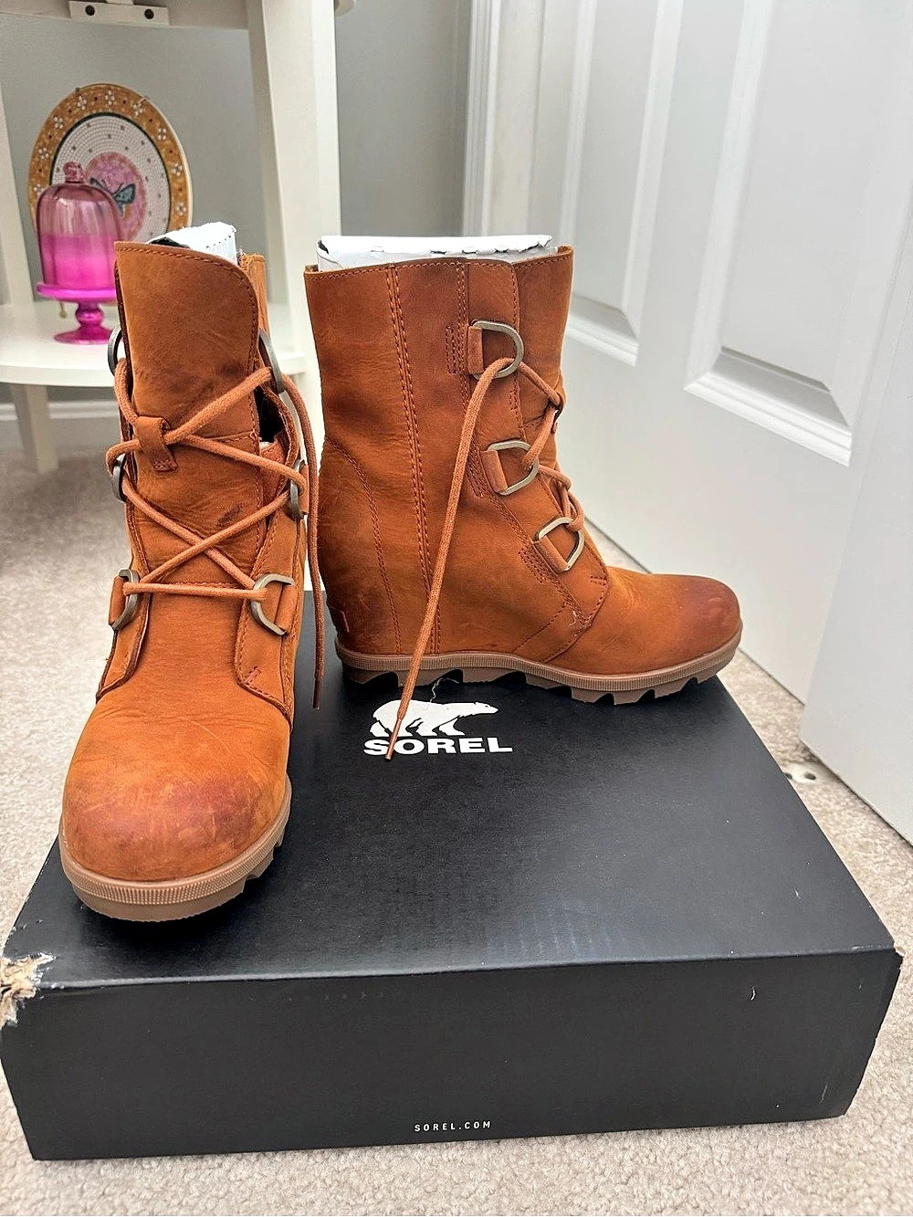 Sorel Joan of Arctic Wedge II Wedge Winter Boots Brown US 6.5 NWT